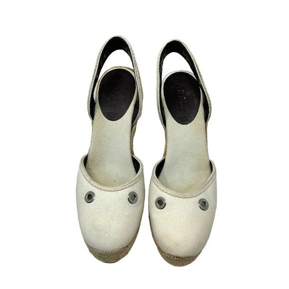 Bally Espadrille Wedges in Cream Canvas Slingback Size 38 US 7.5 - Picture 3 of 9